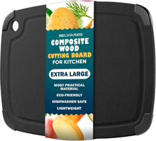 Load image into Gallery viewer, Dishwasher Safe Composite Cutting Board Set for Kitchen, Set of 2 Large Fiber Wood Cutting Boards with Juice Groove, Non-Slip Feet, Natural with Black Grooves