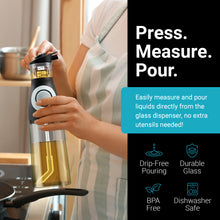 Load image into Gallery viewer, Oil & Vinegar Dispenser Set with Built-In Measuring Cup - Clear Glass