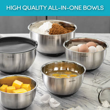 Load image into Gallery viewer, Stainless Steel Mixing Bowls Set of 5 with Grater Attachments