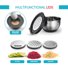 Load image into Gallery viewer, Stainless Steel Mixing Bowls Set of 5 with Grater Attachments