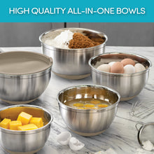 Load image into Gallery viewer, 5-Piece Mixing Bowl Set with Lids & Grater Attachments - Khaki