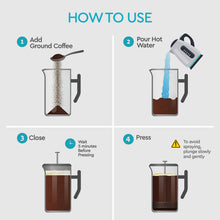 Load image into Gallery viewer, French Press Coffee Maker – 34oz Matte Black Double Wall Stainless Steel, 4-Level Filtration