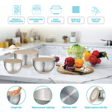 Load image into Gallery viewer, 5-Piece Mixing Bowl Set with Lids & Grater Attachments - Khaki