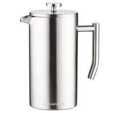 Load image into Gallery viewer, French Press Coffee Maker 50 oz - Insulated Stainless Steel Coffee Press, 304 Double Wall Large Coffee Maker with 4 Level Filtration, Silver French Press for Hot Coffee, Cold Brew, Tea