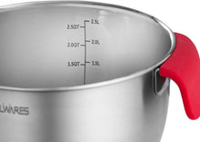 Load image into Gallery viewer, 3-Piece Red Mixing Bowls with Lids – Stainless Steel Nesting Set with Graters, Handles, Pour Spouts & Non-Slip Base