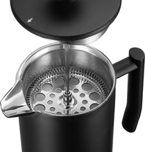 Load image into Gallery viewer, French Press Coffee Maker - Insulated Stainless Steel 304 Coffee Press with Double Wall & 4-Level Filtration System (Black)