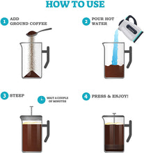 Load image into Gallery viewer, French Press Coffee Maker - Double Wall Stainless Steel with 4-Level Filtration and 2 Extra Filters