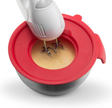 Load image into Gallery viewer, 3-Piece Red Mixing Bowls with Lids – Stainless Steel Nesting Set with Graters, Handles, Pour Spouts & Non-Slip Base