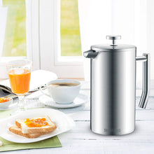Load image into Gallery viewer, French Press Coffee Maker - Double Wall Stainless Steel with 4-Level Filtration and 2 Extra Filters
