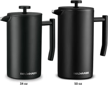 Load image into Gallery viewer, French Press Coffee Maker - Insulated Stainless Steel 304 Coffee Press with Double Wall & 4-Level Filtration System (Black)