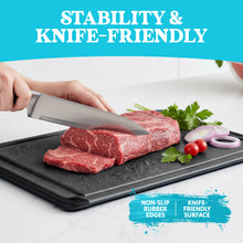 Load image into Gallery viewer, Large Cutting Board for Kitchen, 18 x 12 Inch Plastic Cutting Board with Deep Juice Groove, Non-Slip, Durable Carving Board, Dishwasher Safe, Charcoal Grey
