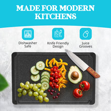 Load image into Gallery viewer, Large Cutting Board for Kitchen, 18 x 12 Inch Plastic Cutting Board with Deep Juice Groove, Non-Slip, Durable Carving Board, Dishwasher Safe, Charcoal Grey
