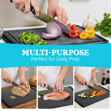 Load image into Gallery viewer, Large Cutting Board for Kitchen, 18 x 12 Inch Plastic Cutting Board with Deep Juice Groove, Non-Slip, Durable Carving Board, Dishwasher Safe, Charcoal Grey
