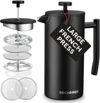 50 oz Stainless Steel French Press – Matte Black