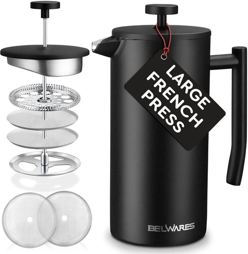 50 oz Stainless Steel French Press – Matte Black