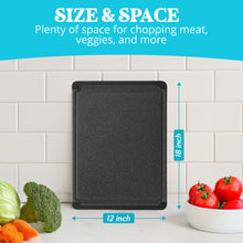 Load image into Gallery viewer, Large Cutting Board for Kitchen, 18 x 12 Inch Plastic Cutting Board with Deep Juice Groove, Non-Slip, Durable Carving Board, Dishwasher Safe, Charcoal Grey

