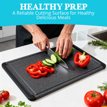 Load image into Gallery viewer, Large Cutting Board for Kitchen, 18 x 12 Inch Plastic Cutting Board with Deep Juice Groove, Non-Slip, Durable Carving Board, Dishwasher Safe, Charcoal Grey
