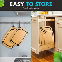 Load image into Gallery viewer, Dishwasher Safe Composite Cutting Board Set for Kitchen, Set of 2 Large Fiber Wood Cutting Boards with Juice Groove, Non-Slip Feet, Natural with Black Grooves
