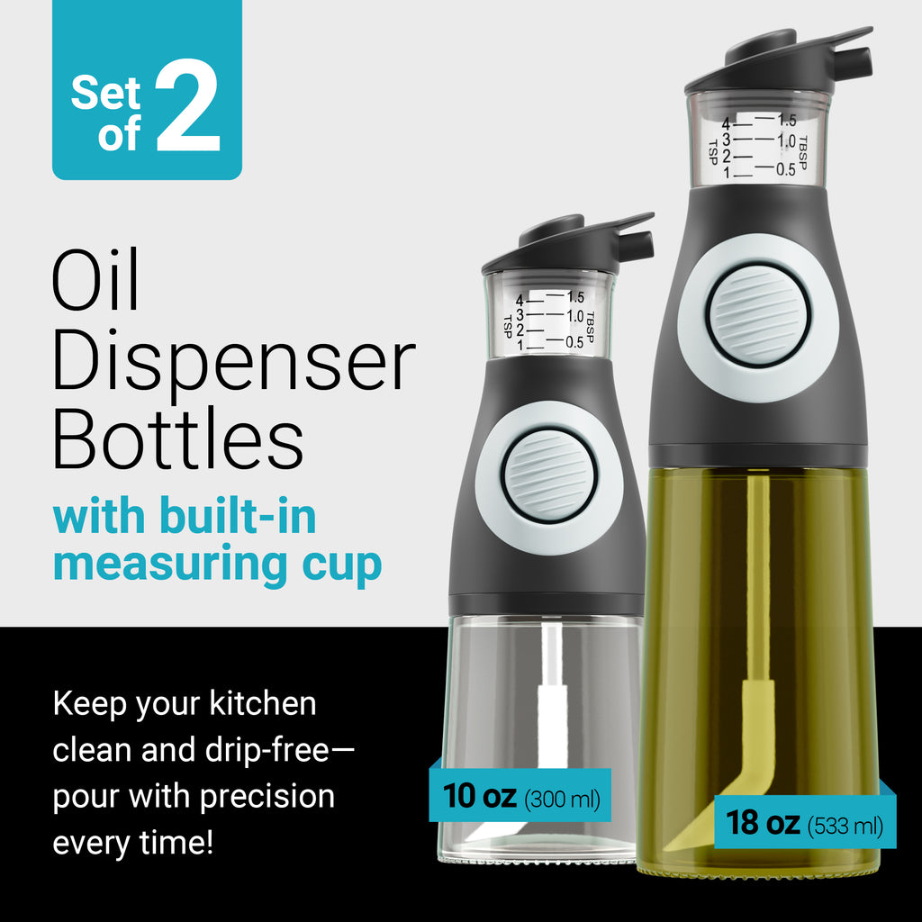 Oil & Vinegar Dispenser Set – Green Glass
