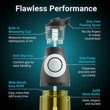 Load image into Gallery viewer, Oil &amp; Vinegar Dispenser Set with Built-In Measuring Cup - Green Glass
