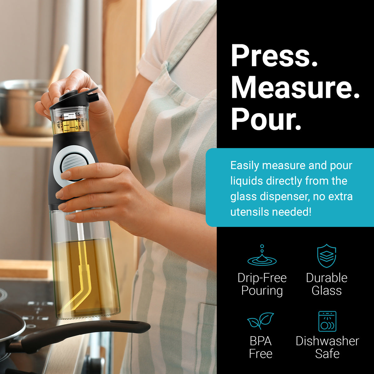 Oil & Vinegar Dispenser Set – Clear Glass
