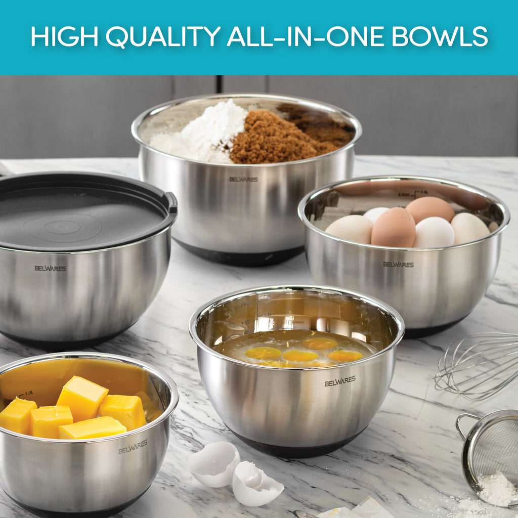 5-Piece Stainless Steel Mixing Bowl Set – Black