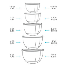 Load image into Gallery viewer, Stainless Steel Mixing Bowls Set of 5 with Grater Attachments
