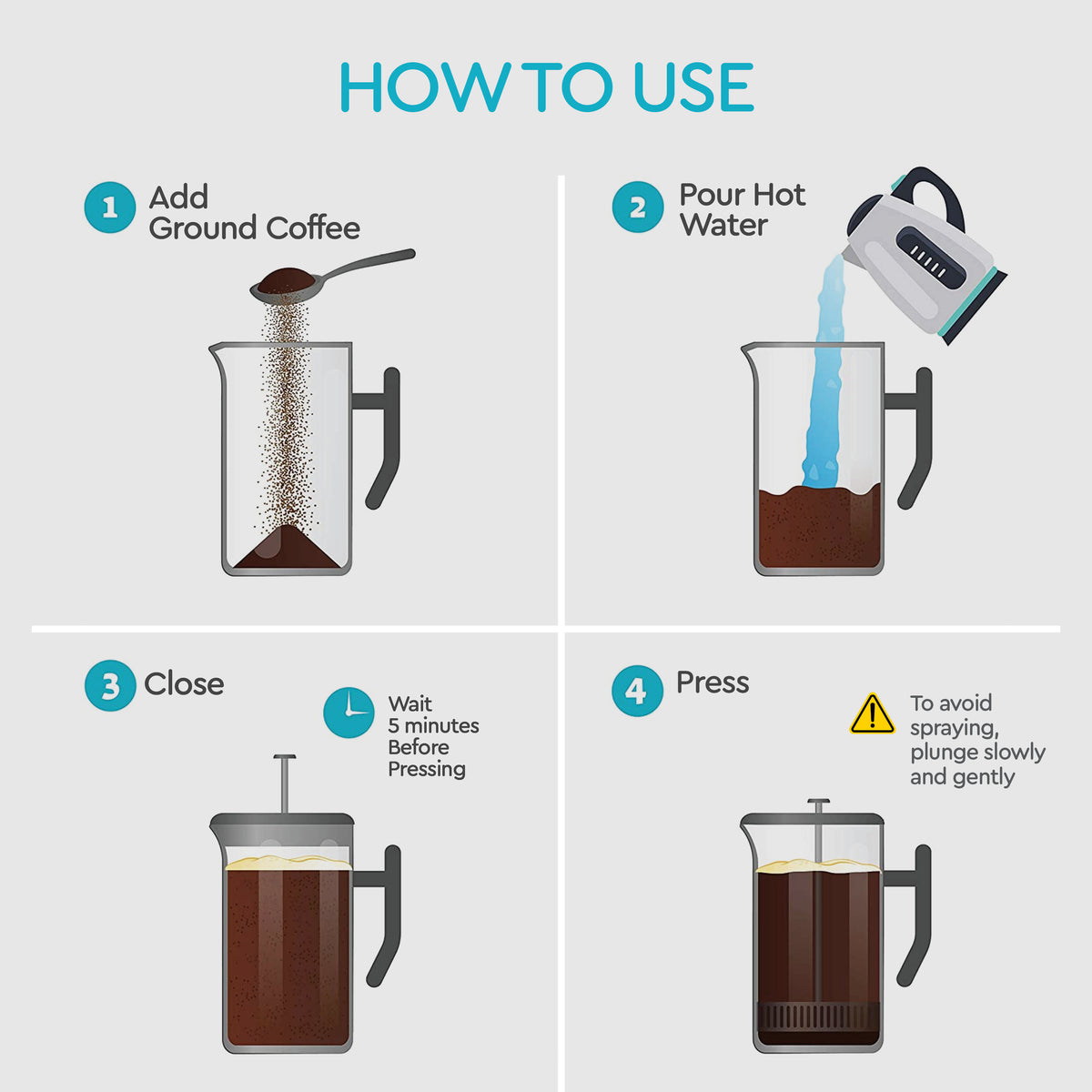 34 oz Stainless Steel French Press – Matte Black