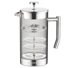 Load image into Gallery viewer, French Press Coffee Maker 50 oz - Insulated Stainless Steel Coffee Press, 304 Double Wall Large Coffee Maker with 4 Level Filtration, Silver French Press for Hot Coffee, Cold Brew, Tea
