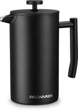 Load image into Gallery viewer, French Press Coffee Maker – 34oz Matte Black Double Wall Stainless Steel, 4-Level Filtration
