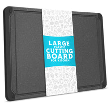 Load image into Gallery viewer, Large Cutting Board for Kitchen, 18 x 12 Inch Plastic Cutting Board with Deep Juice Groove, Non-Slip, Durable Carving Board, Dishwasher Safe, Charcoal Grey
