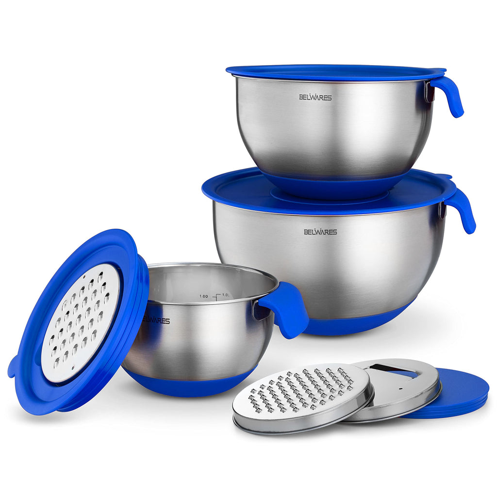 Belwares 3-Piece Mixing Bowls with Lids – Blue