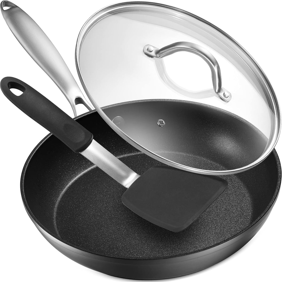 Belwares 10-Inch Nonstick Frying Pan with Lid & Spatula