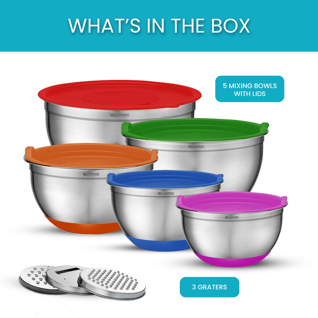 5-Piece Stainless Steel Mixing Bowl Set – Multicolor