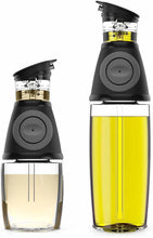 Load image into Gallery viewer, Oil and Vinegar Dispenser Set – 2 Glass Bottles with Drip-Free Spouts, Measuring Pump &amp; Pour Control – 500ml and 250ml Non-Leaking Olive Oil Dispenser for Kitchen

