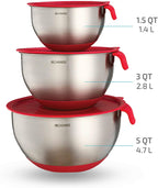 3-Piece Stainless Steel Mixing Bowl Set – Red