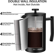 Load image into Gallery viewer, French Press Coffee Maker - 50oz Coffee Press, Large French Press Stainless Steel - Insulated French Coffee Press, Metal French Press Large - 50oz 1.5L (Black)
