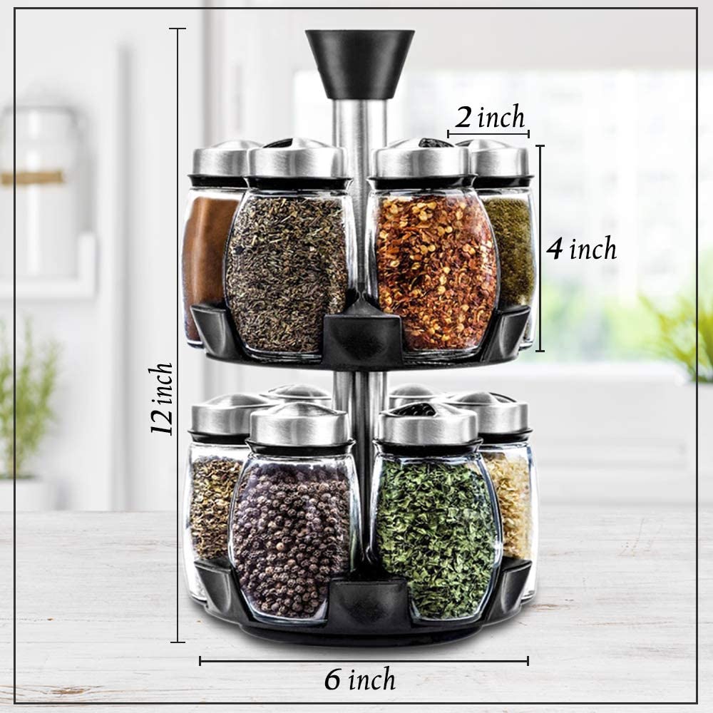 Blmwares Blumwares Herb and Spice Rack with 12 Glass Jar Bottles