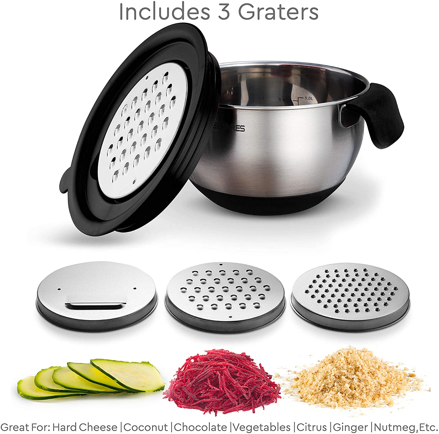  E-far Mixing Bowls with Lids Set of 5, Stainless Steel Mixing  Bowls Metal Nesting Bowls with Airtight Lids, Non-toxic & Dishwasher Safe,  Great for Cooking, Baking, Serving - Size 0.7/1/1.5/3/4.5QT: Home