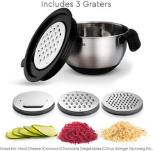 Load image into Gallery viewer, Stainless Steel Mixing Bowls with Lids - Nesting Bowls with Graters, Handle, Pour Spout, Airtight Lids - Non-Slip Mixing Bowl Set for Cooking, Baking, Prepping, Food Storage (Set Of 3)

