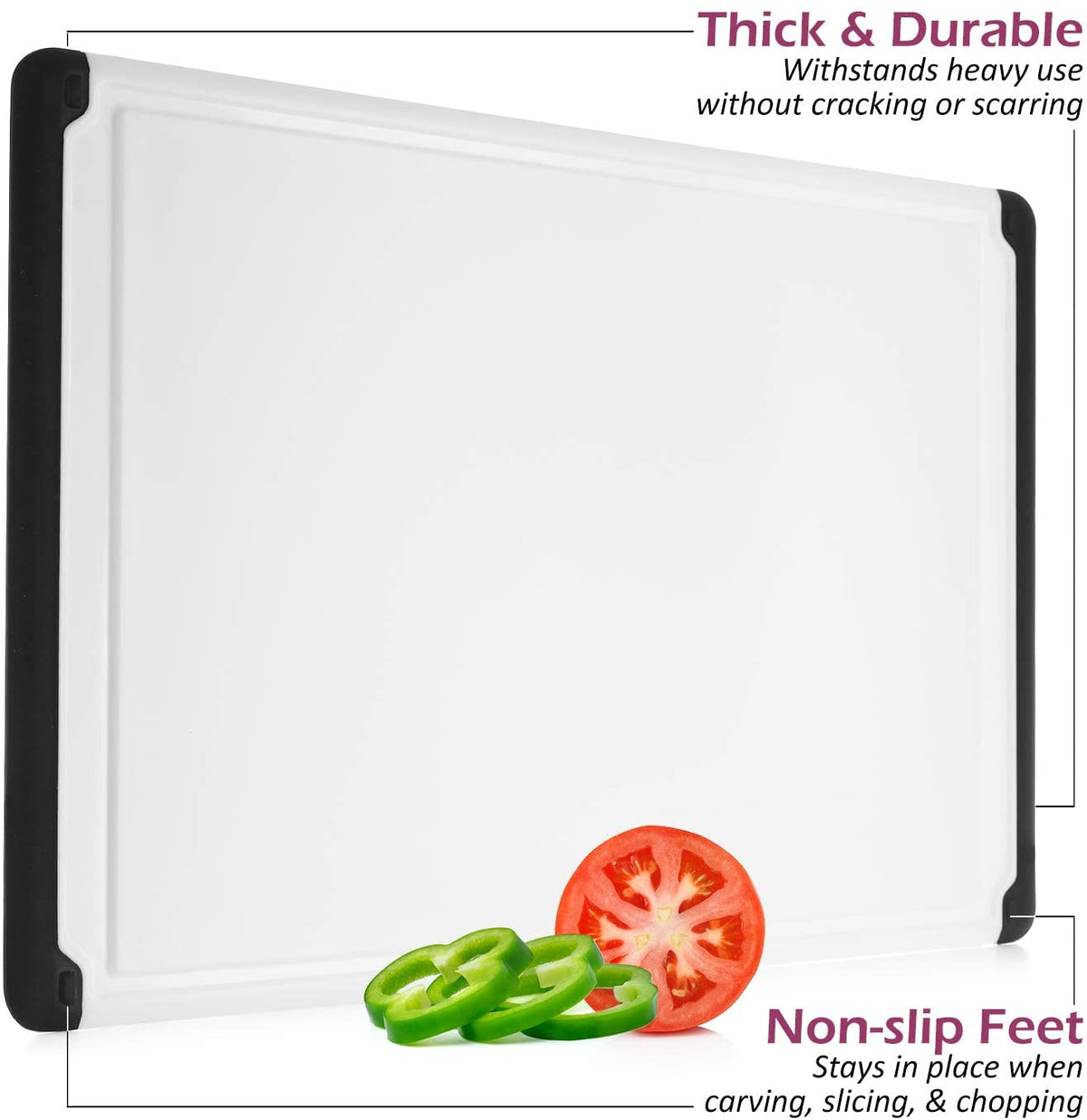 Large Plastic Cutting Board – 18 × 12 in