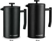 Load image into Gallery viewer, French Press Coffee Maker - 50oz Coffee Press, Large French Press Stainless Steel - Insulated French Coffee Press, Metal French Press Large - 50oz 1.5L (Black)
