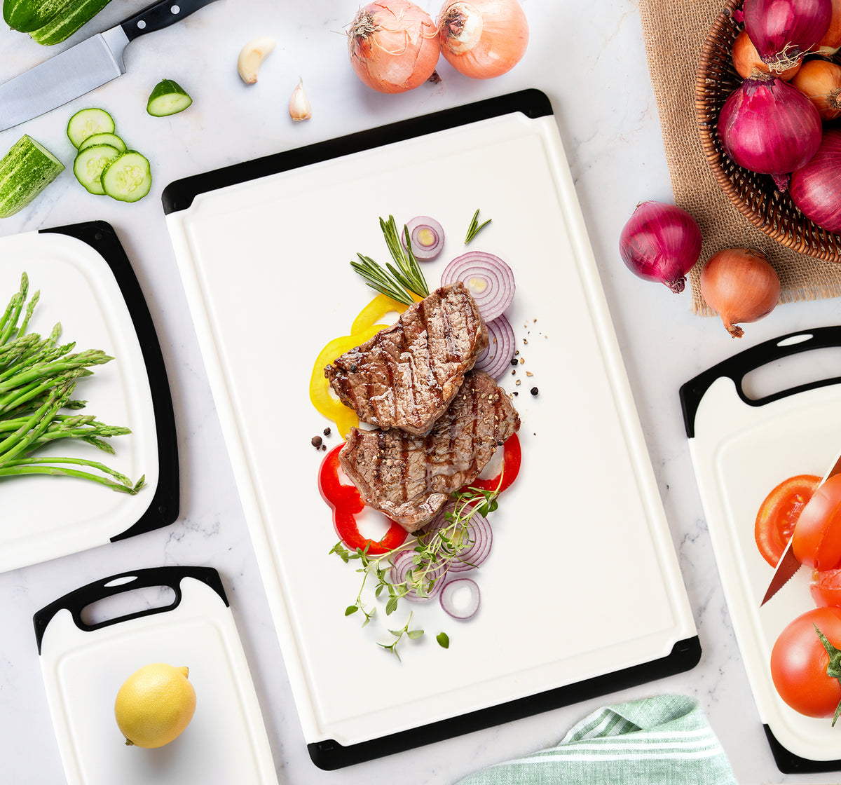 4-Piece Plastic Cutting Board Set
