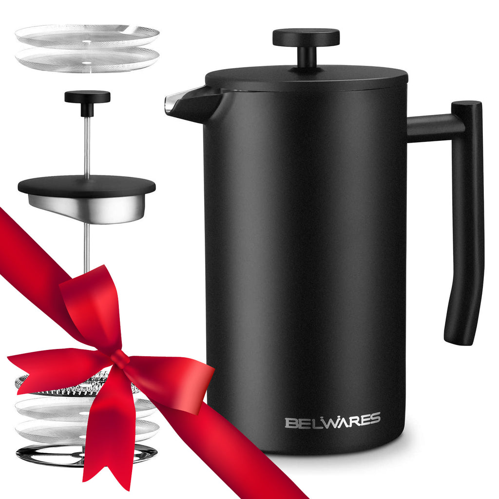 50 oz Stainless Steel French Press – Matte Black